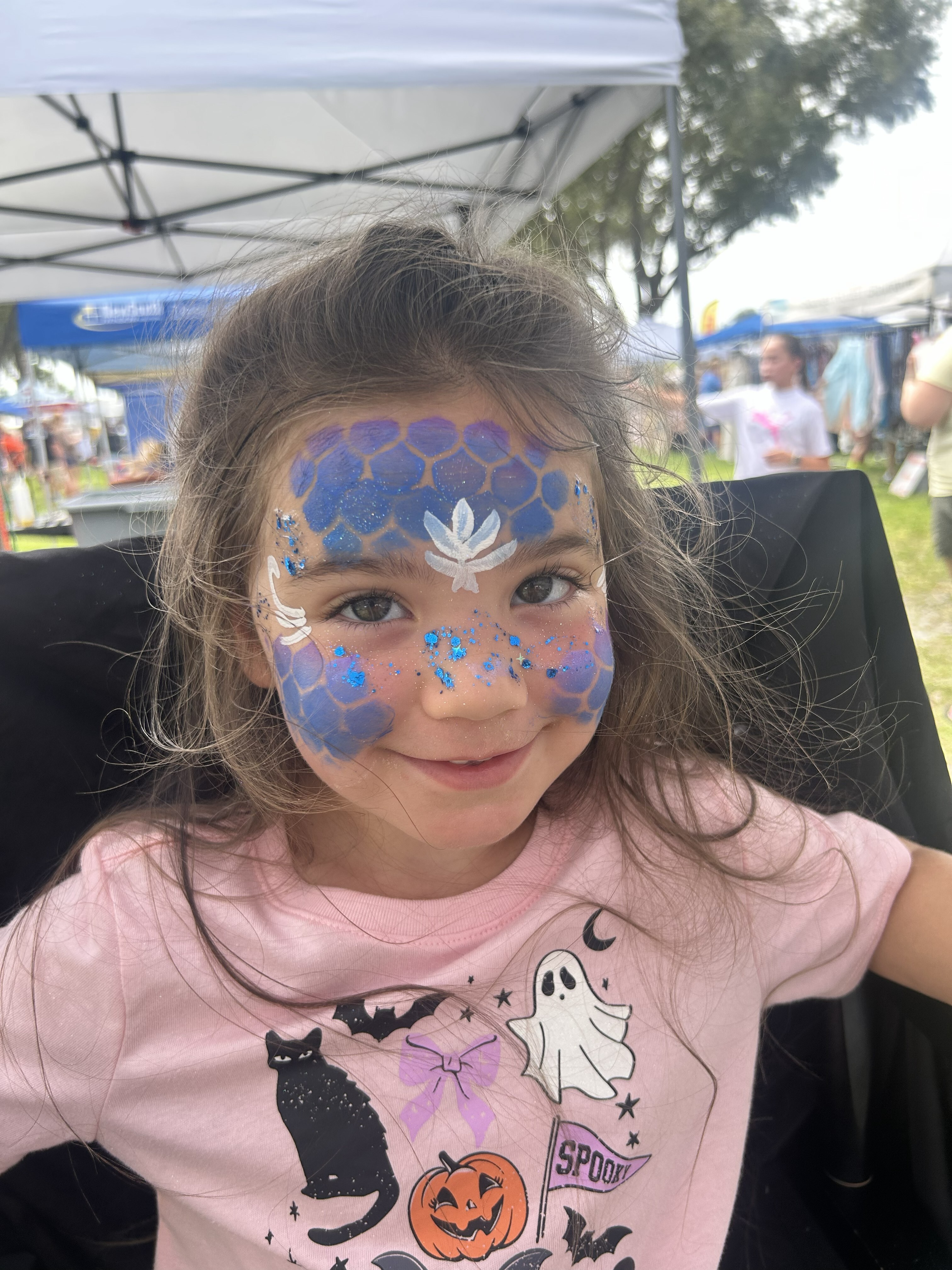 Blue and purple mermaid facepaint