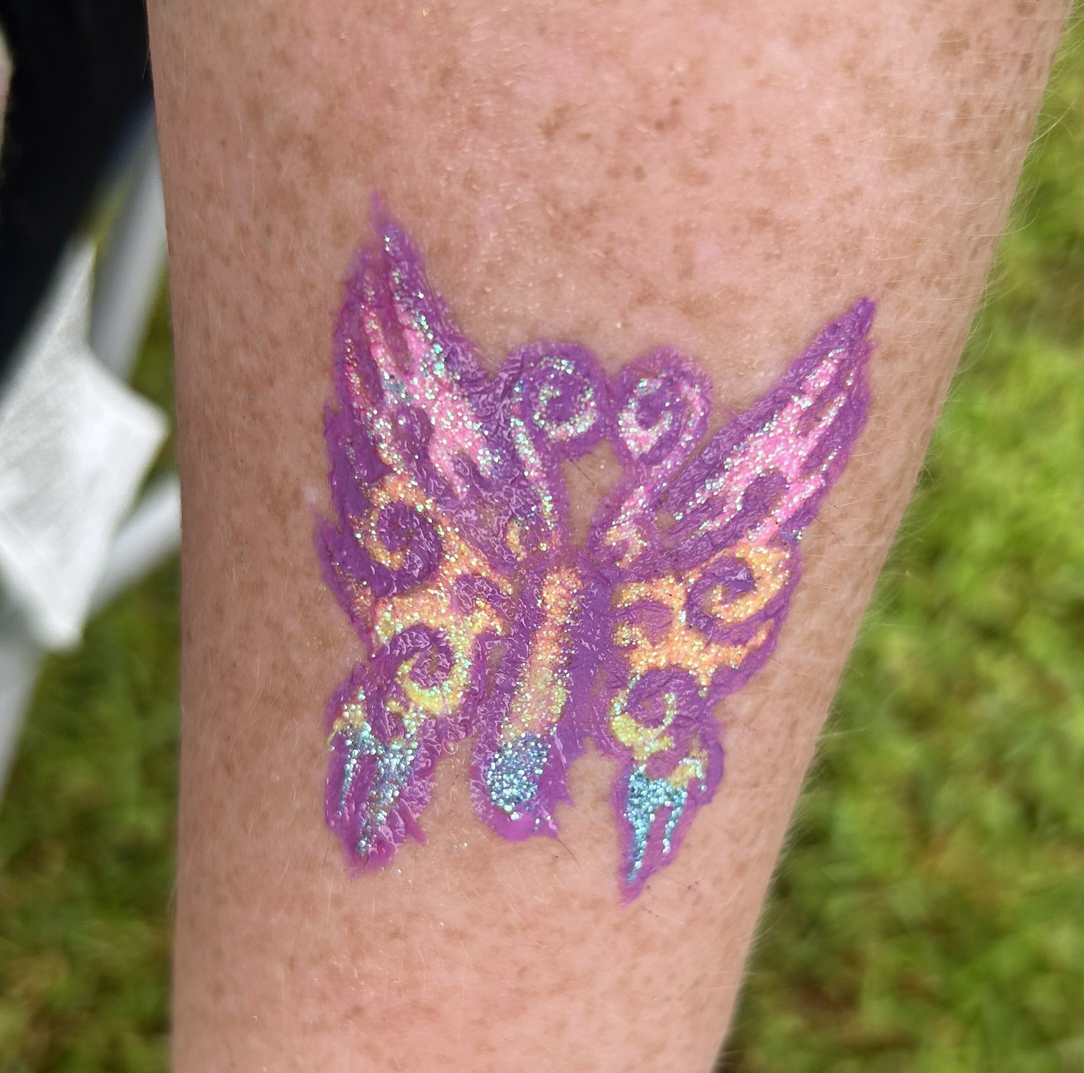 Glitter Rainbow Butterfly Tattoo