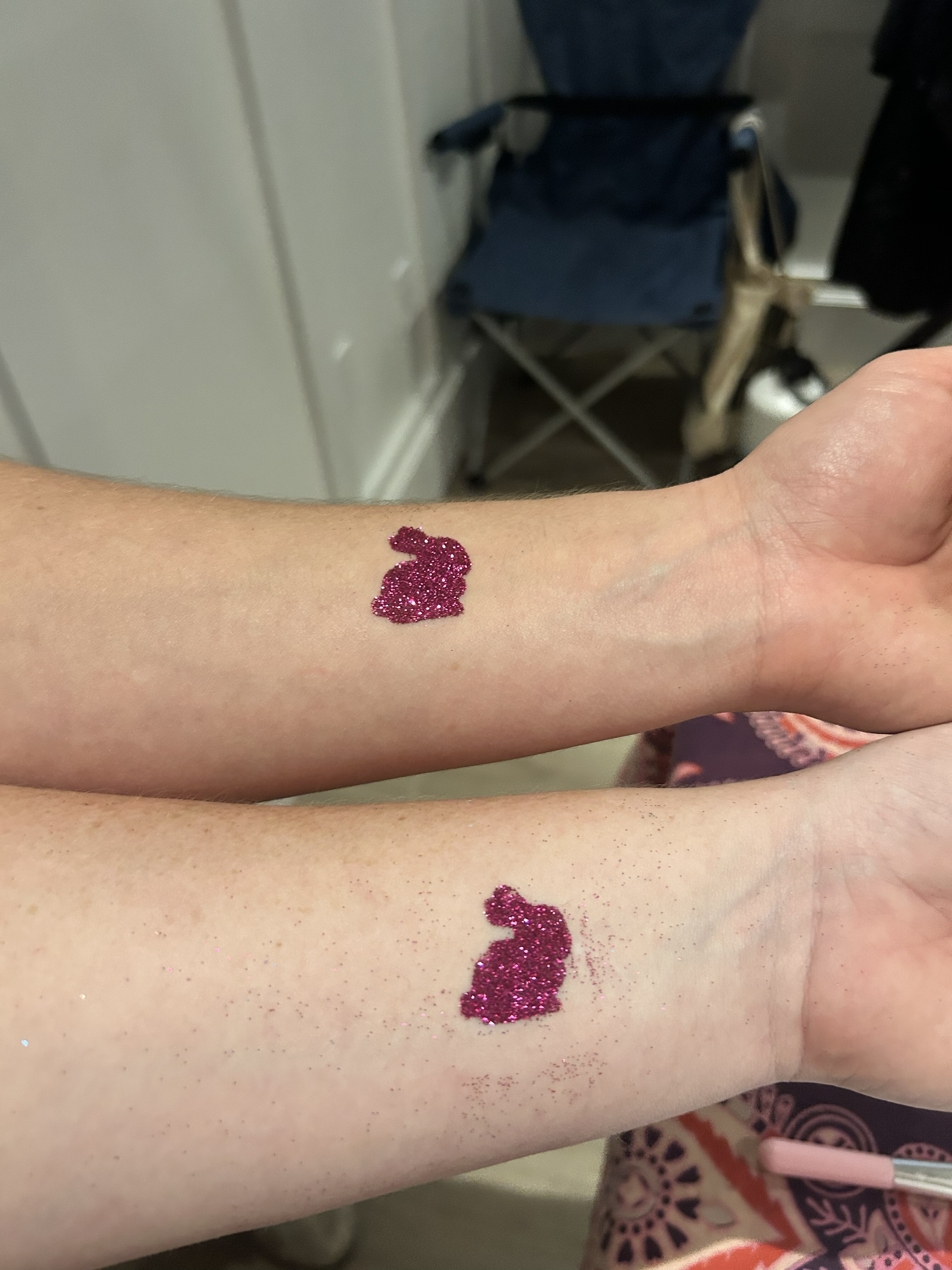 matching bunny glitter tattoos