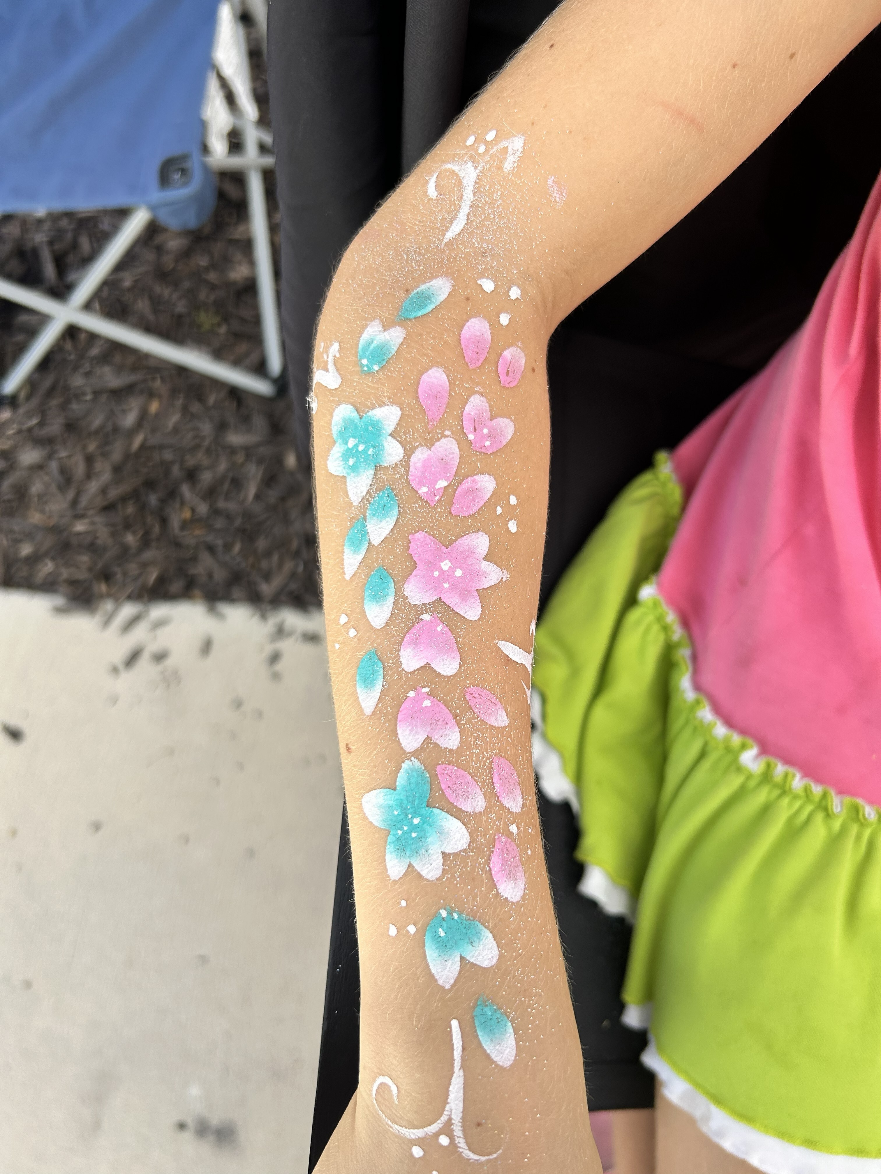 pink and blue floral Facepaint